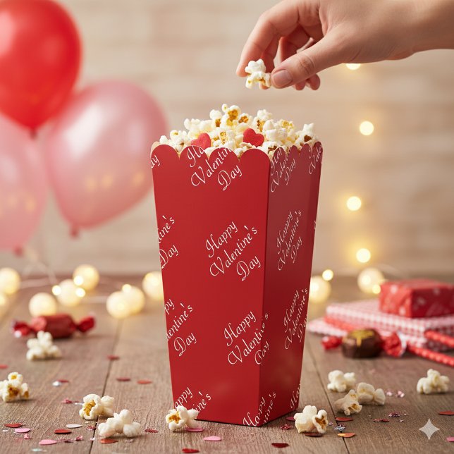 Ballotins Joyeux Texte De La Saint-Valentin Modèle Popcorn É (Happy Valentines Day Text Pattern Stylish Popcorn Favor Boxes)