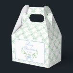 Ballotins Joyeux Trellis de Noël et Swag avec Bleu Bow<br><div class="desc">Ce ballotin chic présente un design de Noël du grand-millénaire avec un sabot bleu et vert avec arc bleu avec un texte qui dit "Joyeux Noël à vous". L'arrière - plan est décoré de motif trellis bleu et vert.</div>