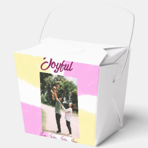 Ballotins Joyeux vacances rose jaune photo famille retro deu