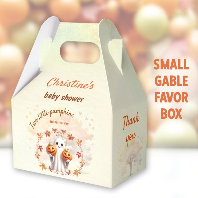 Ballotins Jumeaux Halloween Citrouille Ghost Unisex Baby sho (Twins Baby Shower Small Gable Favor Boxes - You can choose from 3 sizes of these gable favor boxes)
