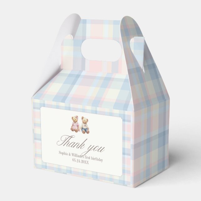 Ballotins Jumeaux Rose Bleu Premier Anniversaire Beary (Verso)