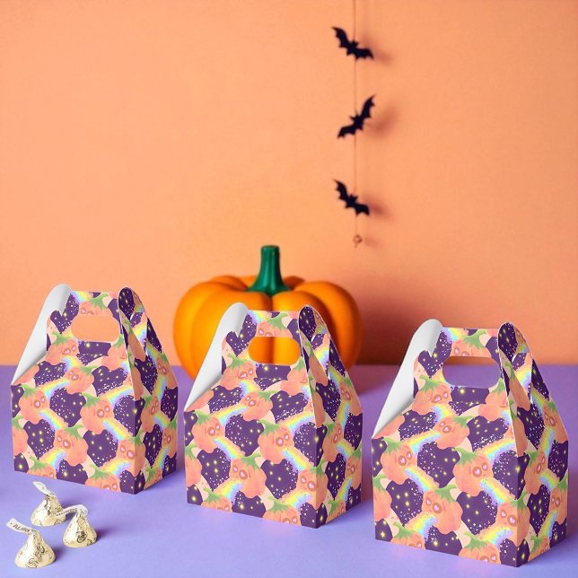 Ballotins Kawaii citrouilles, Rainbow Galaxy, mignonne (Kawaii pumpkin favor boxes cute, colorful, perfect for kids’ parties and Halloween celebrations)