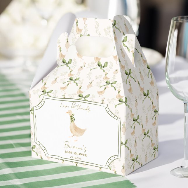 Ballotins La pépinière d'oie rime le baby shower favorise (Goose nursery rhymes baby shower favors personalized favor boxes sage green ribbon cute goose )
