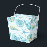 Ballotins La vie marine nautique bleue et jaune<br><div class="desc">Boîte de faveur à thème créatures océaniques à l'aquarelle.</div>