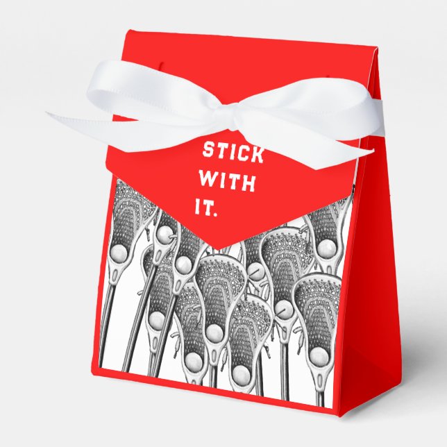Ballotins Lacrosse Équipe Red Favor Box (Verso)