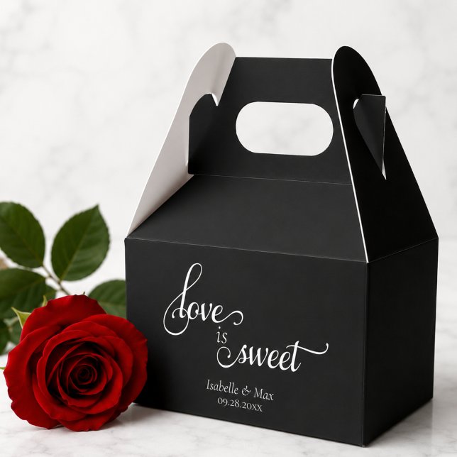 Ballotins L'amour est un doux mariage (elegant script calligraphy black and white love is sweet wedding favor box)