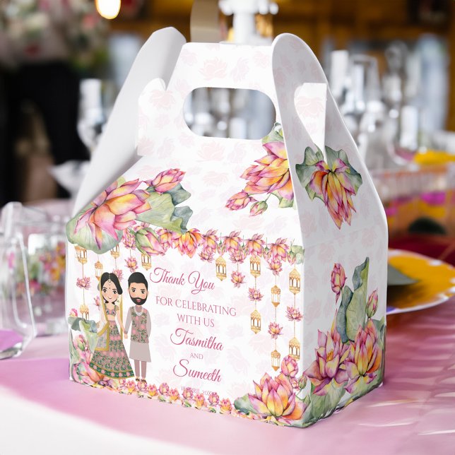 Ballotins lanternes Lotus Mohndi indienne personnalisée (Lotus lanterns Indian mehndi personalized Favor Box)