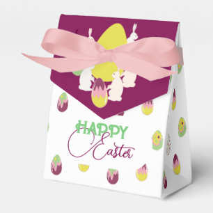 Ballotins lapins de Pâques et oeufs peints. boîte cadeau.
