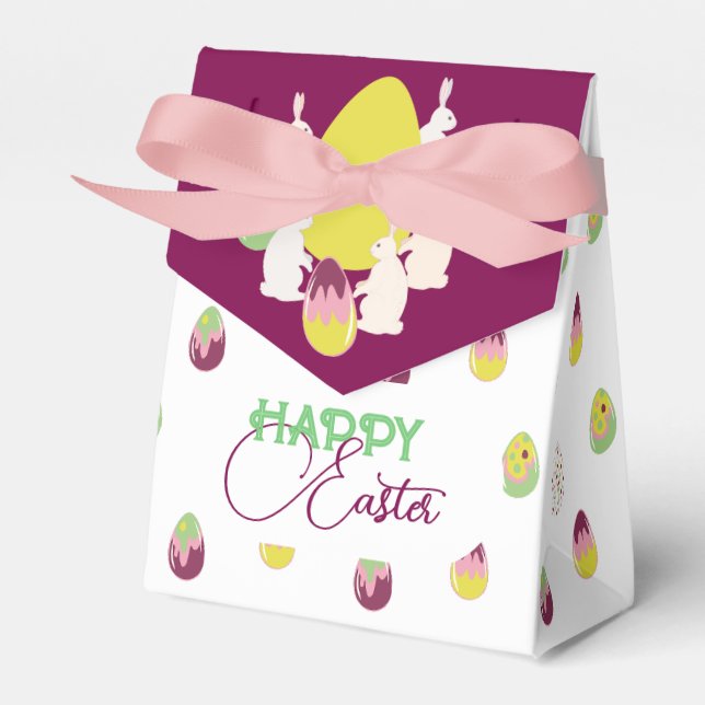 Ballotins lapins de Pâques et oeufs peints. boîte cadeau. (Verso)