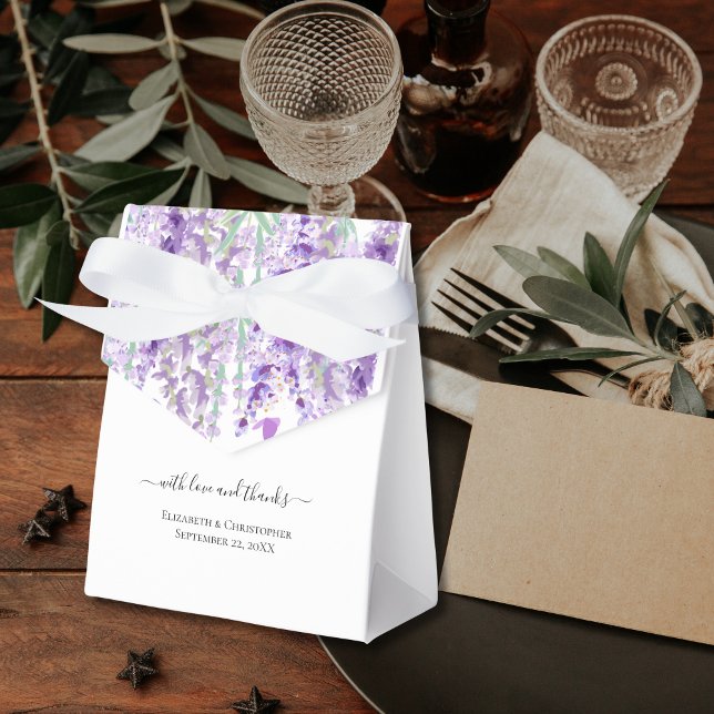 Ballotins Lavande Botanique Vert pourpre Mariage vert (Lavender Botanical Green Purple Flowers Floral Wedding Favor Boxes- Personalized)