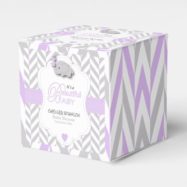 Ballotins Lavande, éléphant gris blanc Shower bébé 2 (Verso)