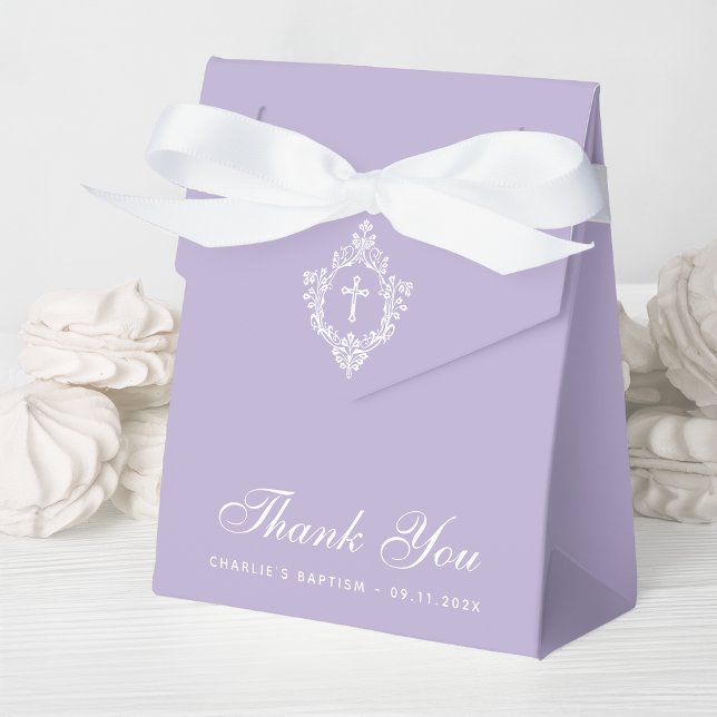 Ballotins Lavender Baptism White Cross Crest Elegant Purple (Créateur téléchargé)