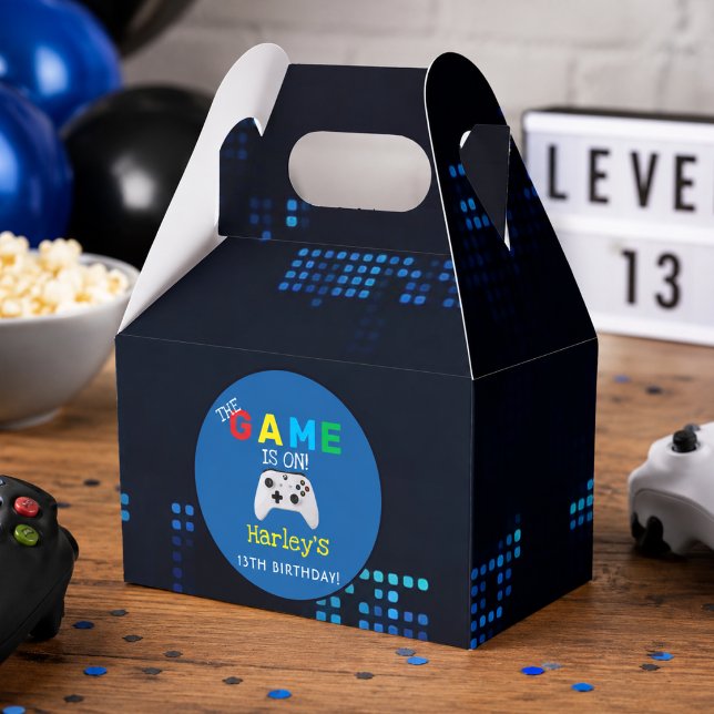 Ballotins Le jeu est lancé ! Anniversaire de jeu vidéo avec  (The Game Is On! Custom Photo Video Game Birthday Favor Boxes)