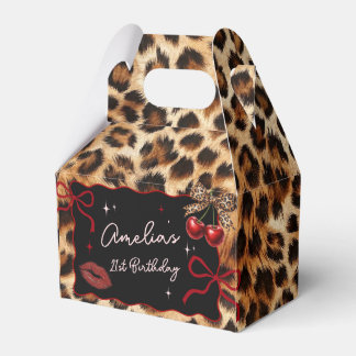 Ballotins Leopard Cheetah Cherry Birthday Favor Box