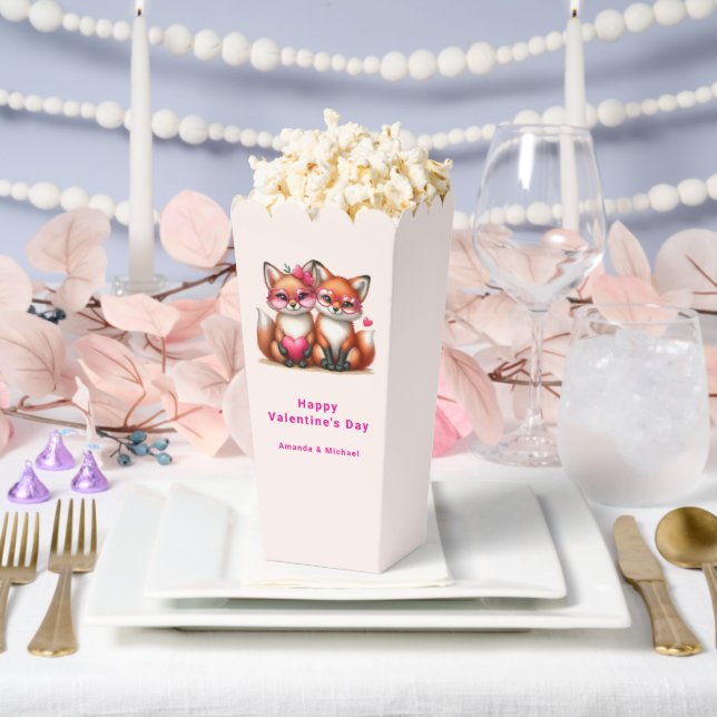 Ballotins Les mignons renards orange en amour Saint-Valentin (Mariage)