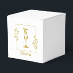 Ballotins Lettre botanique d'or moderne I personnalisée<br><div class="desc">Le ballotin élégant est doté d'un cadre botanique doré dessiné à la main avec la lettre botanique I au centre. Personnalisez avec les prénoms du couple,  la date ou tout autre message (affiche au verso de la boîte)</div>