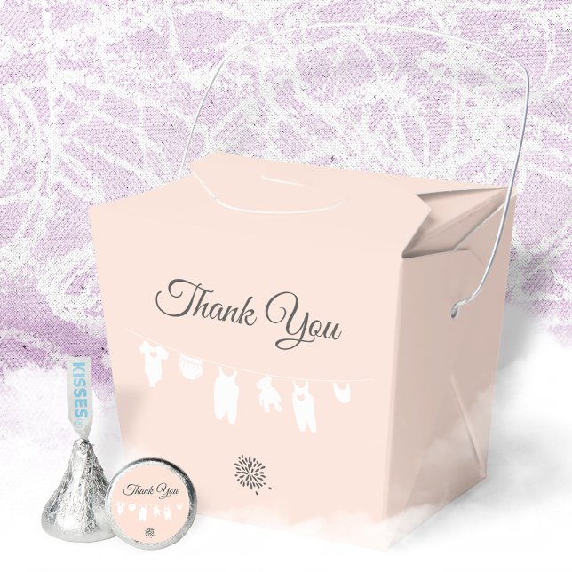Ballotins Light Peach Moderne Baby Girl Douche (Minimalist Soft Peach Baby Girl Shower Thank You Favor Boxes ©Susanne Sachers - Sunny Mind Design 🌞)