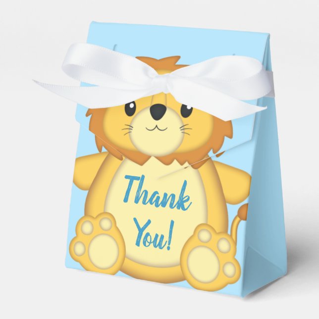 Ballotins Lion Baby shower bleu (Verso)