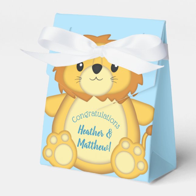 Ballotins Lion Baby shower bleu (Verso)