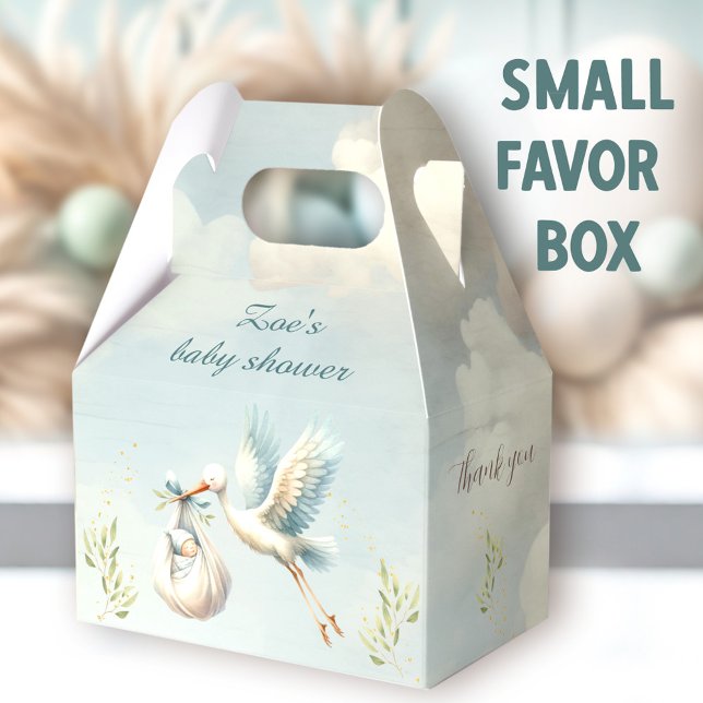 Ballotins Livraison spéciale Baby shower garçon de provision (Special Delivery Stork Small Favor Boxes - You can choose from 3 sizes of these gable favor boxes.)