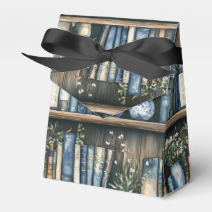 Ballotins Livres bleus et fleurs sur étagère