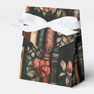 Ballotins Livres noirs et rouges avec des fleurs sur étagère