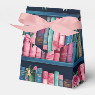 Ballotins Livres roses et bleus et fleurs sur étagère