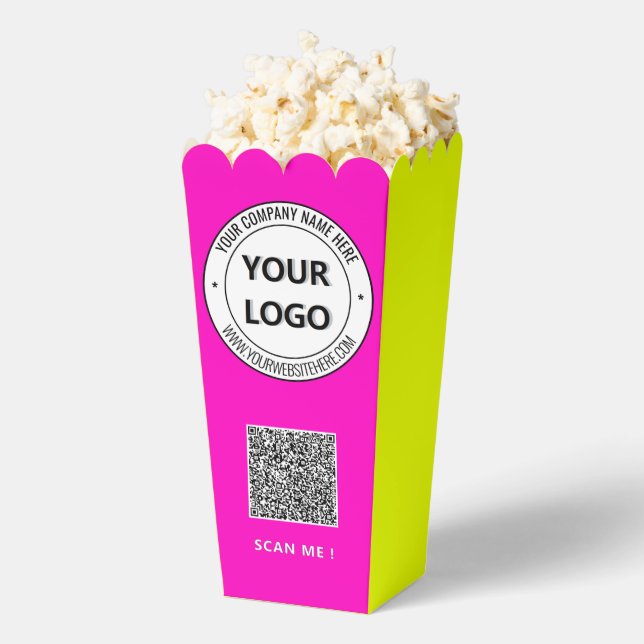 Ballotins Logo d'entreprise Texte QR Code Popcorn Box Modèle (Sauté)