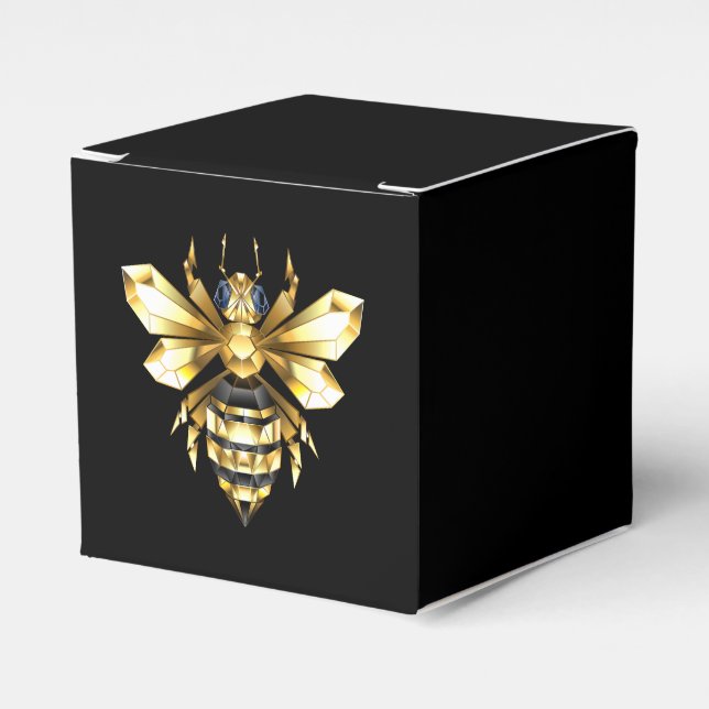 Ballotins Logo Faux Gold Foil Bee Polygonal sur Noir (Verso)