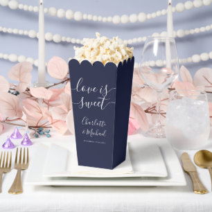 Ballotins Love Is Sweet Popcorn de mariage bleu marine