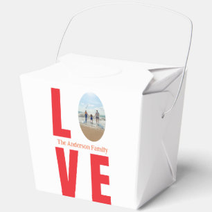 Ballotins Love rouge famille photo ovale forme moderne simpl