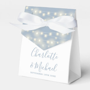 Ballotins Lumières Guirlandes Mariage Bleu Poussiéreux Écrit