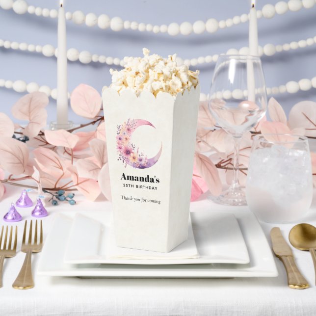 Ballotins Lune rose Croissant avec Merci de jolies fleurs (Mariage)