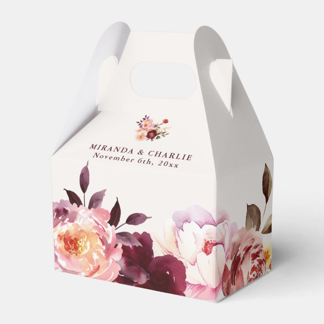 Ballotins Lush Fall Floral Wedding Favor Boxes (Verso)