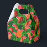 Ballotins Lys calles orange élégants et plantes vertes<br><div class="desc">Ce design présente des lamelles calles roses et oranges vibrantes et des feuillages verts avec emblème rond personnalisable avec initiales et date à l'avant et à l'arrière. Recherchez toute la collection dans notre collection Élégante Printemps et Été.</div>