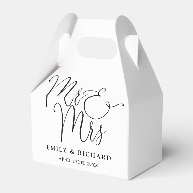 Ballotins M. Et Mme Elegant Script Mariage noir et blanc (Verso)
