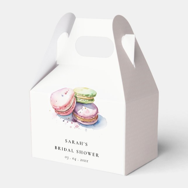 Ballotins Macarons français à l'aquarelle Fête prénatale de  (Verso)
