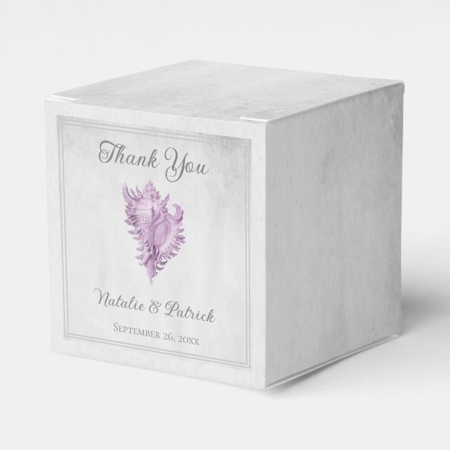 Ballotins Magenta Conch Coque de mariage Faveur Boîtes (Verso)