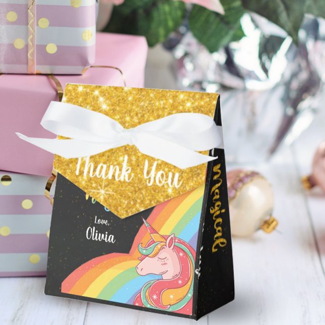 Ballotins Magique Unicorn Faux Parties scintillant Anniversa (Magical Unicorn Faux Glitter Birthday Favor Box)