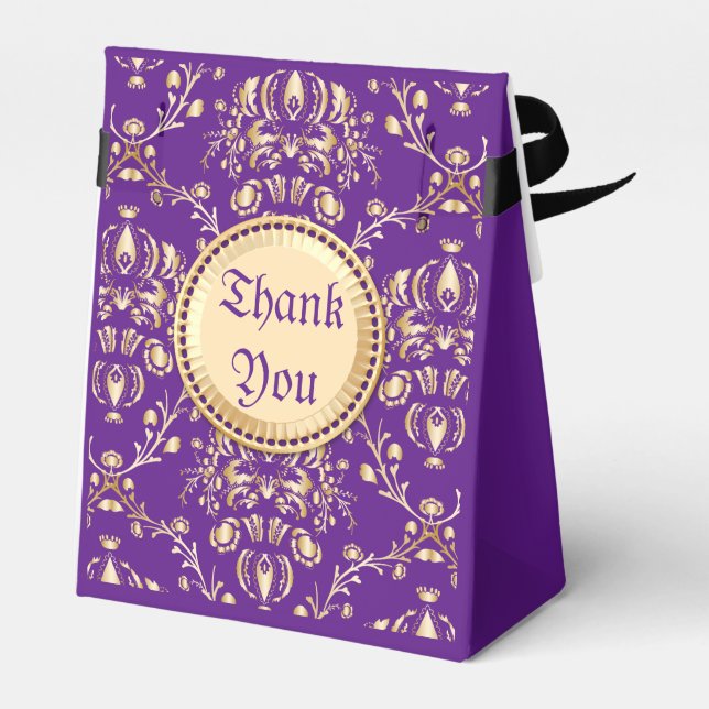 Ballotins Magnifique Damas Médiéval Monogramme Or violet (Arrière)