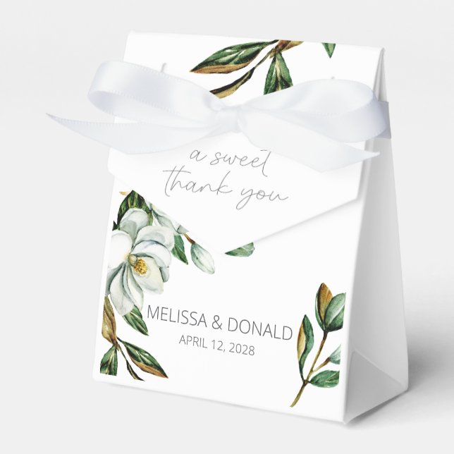 Ballotins Magnolia Blanc Floral Mariage Favor Box (Verso)
