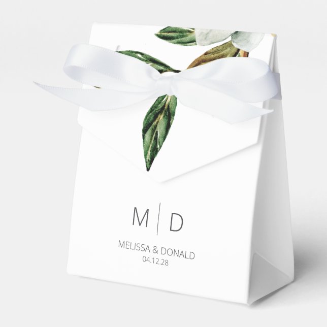 Ballotins Magnolia Blanc Floral Mariage Favor Box (Verso)