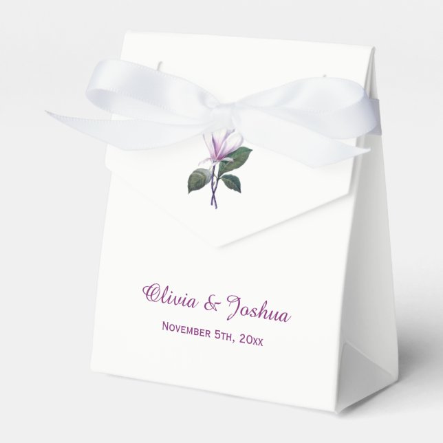 Ballotins Magnolia Flower Wedding Favor Boxes (Verso)