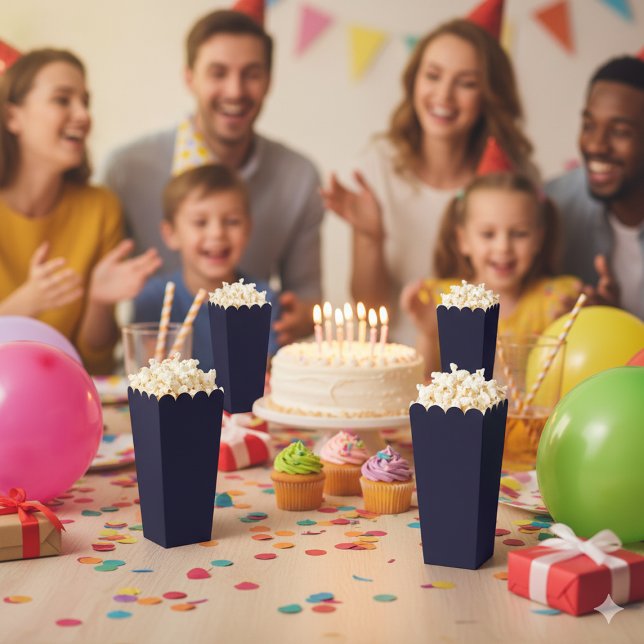 Ballotins Maïs soufflé simple et élégant bleu marine personn (Navy Blue Simple Attractive Popcorn Favor Boxes)