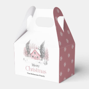 Ballotins Maison de Noël hivernale rose