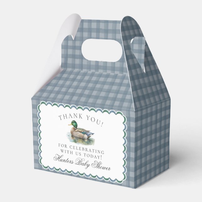 Ballotins Mallard Duck Hunting Gingham Dessert Favor Boxes (Verso)