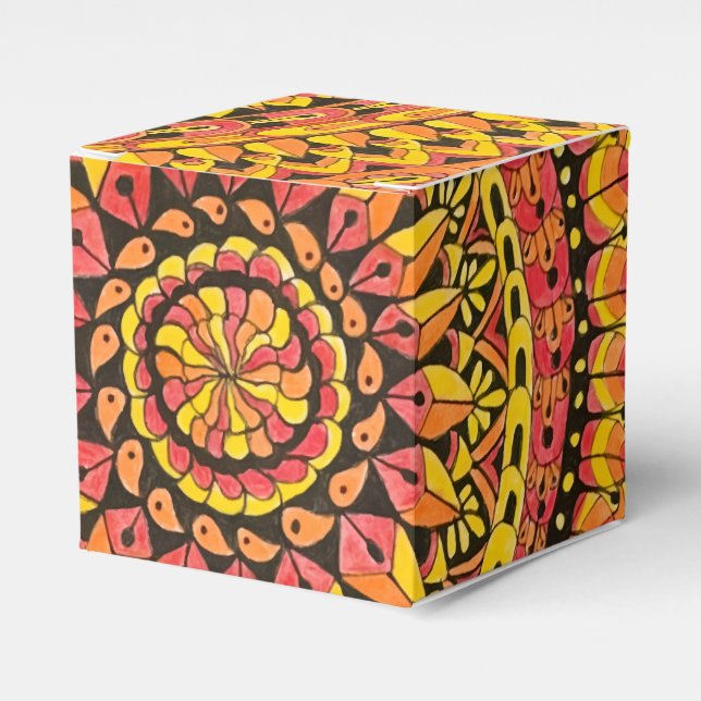 Ballotins Mandala original d'art de couleur orange  (Verso)