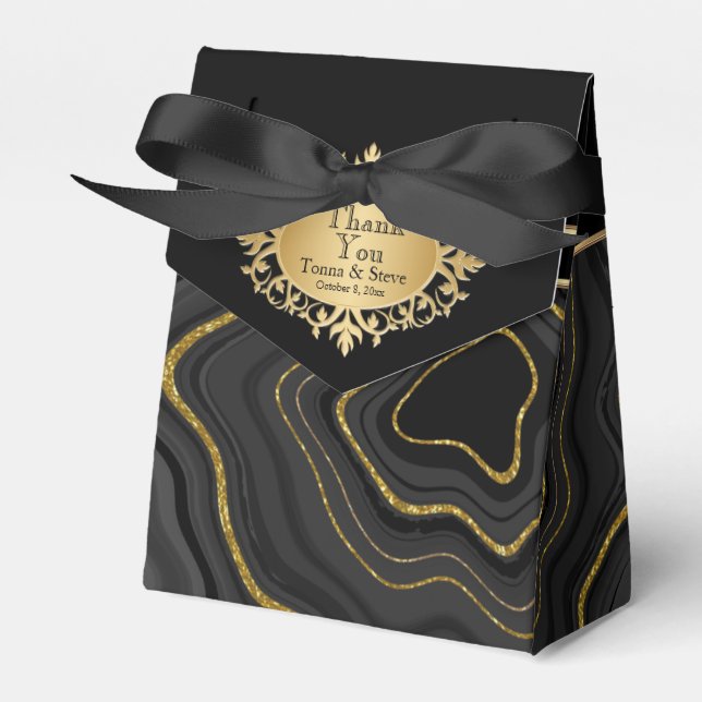 Ballotins Marbre Agate élégant avec noir et or (Verso)