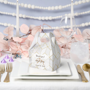 Ballotins Marbre blanc avec Motif Gold Cube + Monogramme