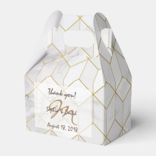 Ballotins Marbre blanc avec Motif Gold Cube + Monogramme